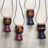 The Holiday Aisle® 4 Piece The Holiday Aisle Djembe Hanging Figurine Ornament Set Wood in Brown | 2 H x 1 W x 1 D in | Wayfair