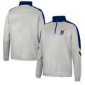 Men's Colosseum Gray/Navy Navy Midshipmen Bushwood Fleece Quarter-Zip Jacket