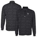 Men's Cutter & Buck Black Los Angeles Dodgers Traverse Camo Print Stretch Quarter-Zip Pullover Top