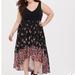 Torrid Dresses | Black Floral Knit To Woven Hi-Lo Dress | Color: Black/Pink | Size: 1x