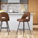 Mercury Row® Etna Swivel Counter & Bar Stool Upholstered/Leather/Metal/Faux leather in Brown | 38.5 H x 19 W x 20.25 D in | Wayfair