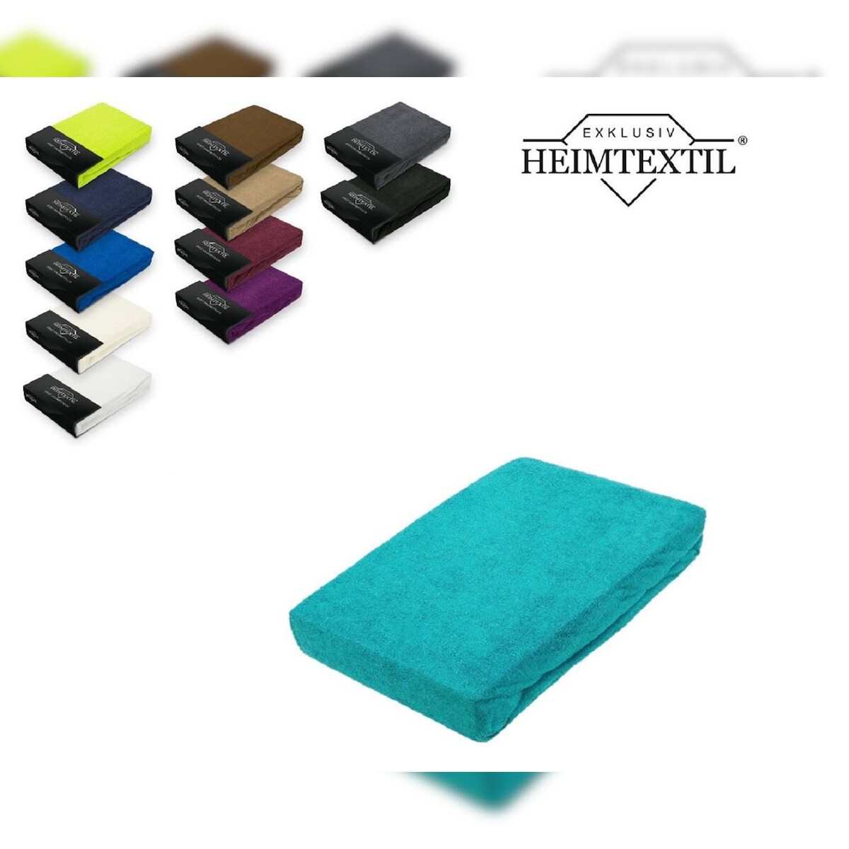 EXKLUSIV HEIMTEXTIL Frottee Spannbettlaken Premium 120 x 200 cm Türkis 80% Baumwolle 20% Polyester Öko - Tex Zertifiziert Bed-Sheet Bettlaken Spannbe Image