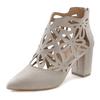 High-Heel-Stiefelette LASCANA, Damen, Gr. 39, grau (hellgrau), Obermaterial: 100% Textilmaterial. Futter: 100% Lederimitat. Decksohle: 100% Lederimitat. Laufsohle: 100% Synthetik, unifarben, modisch, Schuhe, mit femininer Spitze und Blockabsatz,...