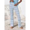 Schlafhose S.OLIVER, Damen, Gr. 36/38, N-Gr, blau (türkis gestreift), Feinstrick, Obermaterial: 60% Baumwolle, 40% Polyester, gestreift, meliert, feminin, figurumspielend, Hosen, mit Babylock-Details