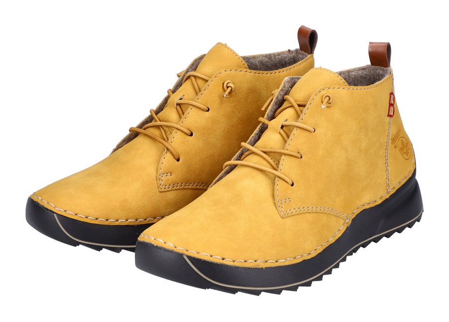 Schnürboots RIEKER, Damen, Gr. 39, gelb, Lederimitat, Sportlich, Schuhe, in aktueller Trendfarbe