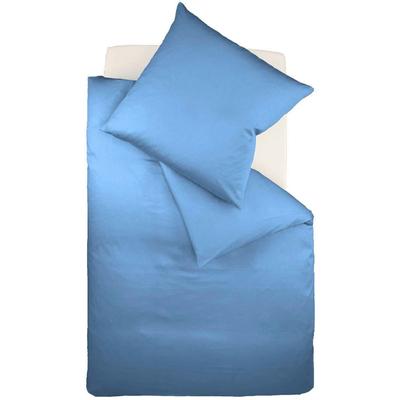Bettwäsche FLEURESSE "Colours in 135x200, 155x220 oder 200x200 cm", blau (denim), B/L: 135cm x 200cm, , Mako-Satin, B/L: 80cm x 80cm, Mako-Satin, Obermaterial: 100% Baumwolle, Bettwäsche, Bettwäsche aus 100% Baumwolle, uni, mit Reißverschluss Image
