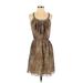 Georgiou Studio Casual Dress - Mini Scoop Neck Sleeveless: Brown Animal Print Dresses - Women's Size Small - Print Wash