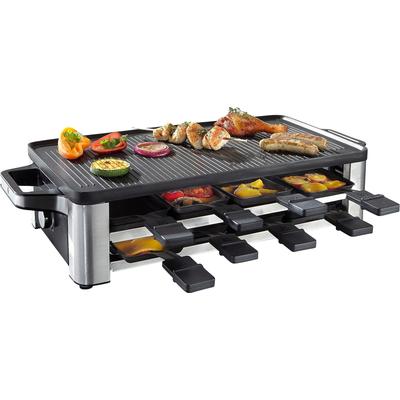 WMF Raclette "LONO", silber (cromargan matt), B:58cm H:19,5cm T:29,5cm, Raclettes, Wnede-Grillplatte, antihaftbeschichte