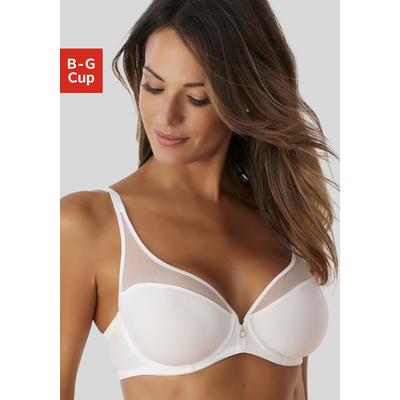 Bügel-BH LASCANA, Damen, Gr. 80, Cup G, beige (creme), Microtouch, Obermaterial: 48% Polyamid, 40% Polyester, 12% Elasthan, elegant, A-Linie, BHs T-Shirt-BH Bügel-BH BH, mit dezent transparentem Look Image