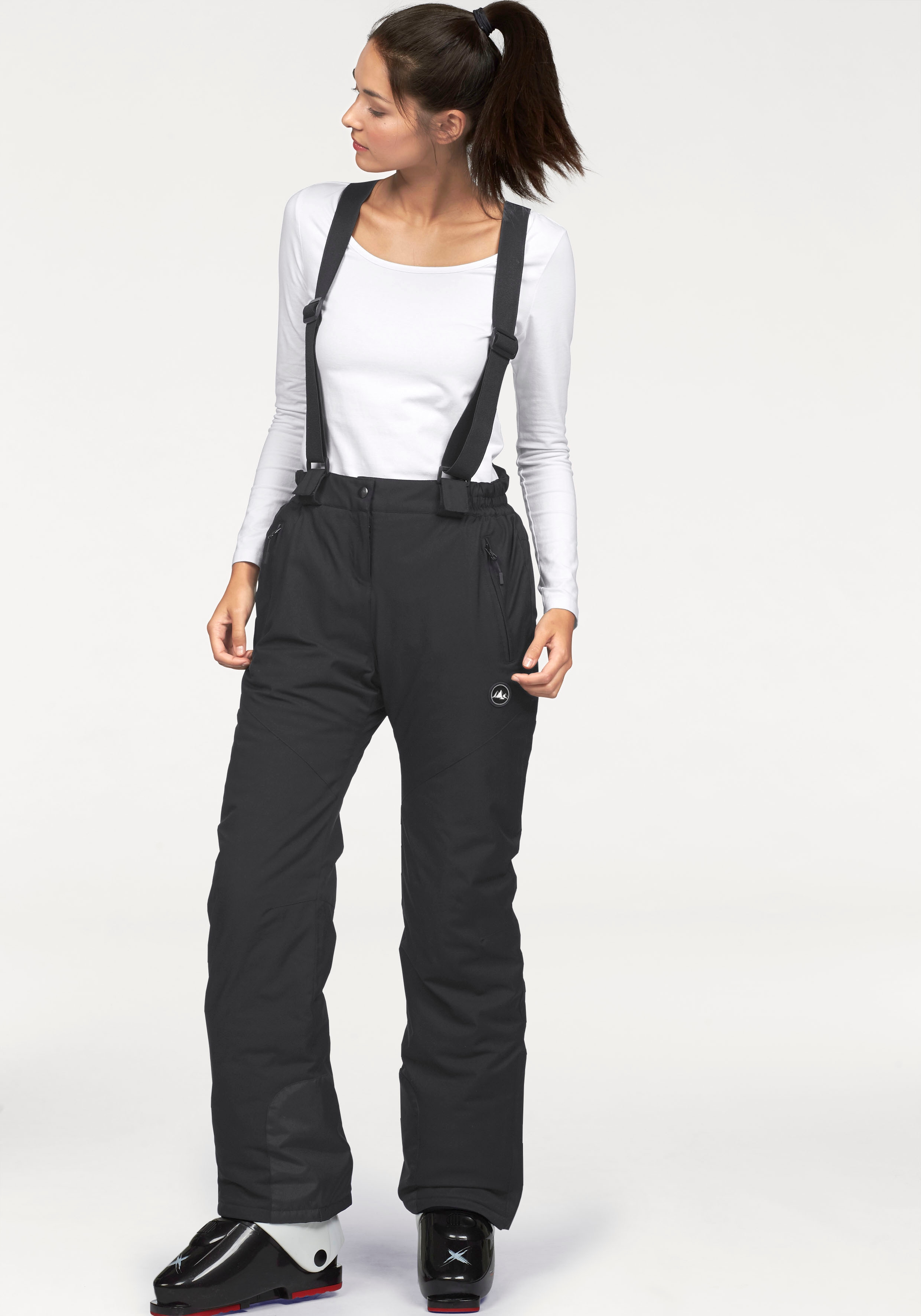 Skihose POLARINO, Damen, Gr. 46, N-Gr, schwarz (schwarz (skihose aus beständigem material)), Web, Obermaterial: 100% Polyester. Futter: 100% Polyester. Wattierung: 100% Polyester, lang, Hosen, Wasser- und winddicht Image
