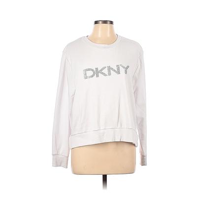 DKNY Pullover Sweater: White Tops - Women's Size Large