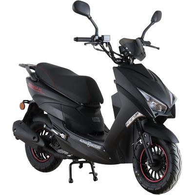 Motorroller ALPHA MOTORS "Speedstar FI", schwarz (mattschwarz, schwarz), Motorroller & Mofas, 45 km/h, mit Lenkerschloss, B:68cm H:105cm L:183cm