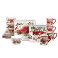 Certified International Red Truck Snowman 16Pc Dinnerware Set, Ceramic in Red/White | Wayfair 97616RM