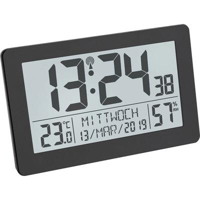 60.2557.01 Funk Funkuhr 206 mm x 30 mm x 130 mm Schwarz Großes Display - Tfa Dostmann Image