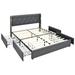 Costway Full/Queen Size Upholstered Bed Frame with 4 Storage Drawers-Full Size