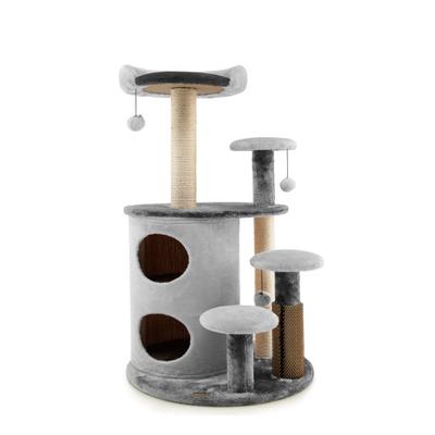Costway 40 Inch Cat Tree Tower Multi-Level Activity Tree with 2-Tier Cat-Hole Condo-Gray