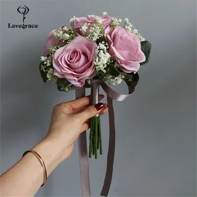 Lovegrace-Bouquet de roses de mariée fournitures de mariage demoiselle d'honneur souffle de bébé