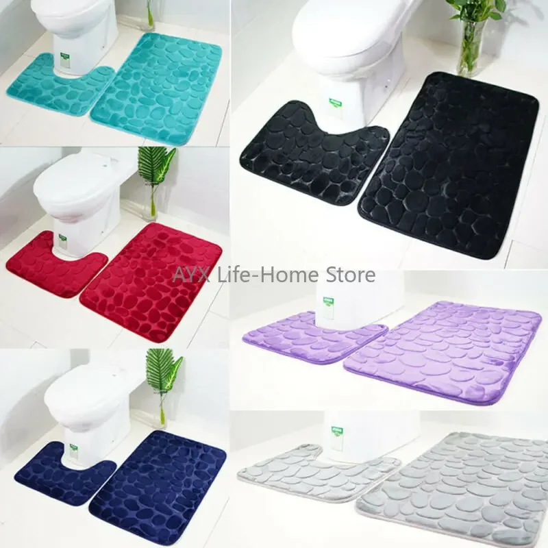 2 pièces/ensemble entonnoir pavé bain salle de bain anti-dérapant tapis tapis toilette nouveau salle de bain tapis ensemble