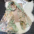 BYSIFA – foulard en soie vert clair pour femme Long châle de plage à fleurs mode printemps-été