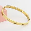 Bijoux de mode creux 10 étoiles Bracelets & bracelet en acier inoxydable or Rose et argent couleur