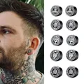 Boucles d'oreilles pour hommes faux bouchons et Piercing boucles d'oreilles à vis noires en acier