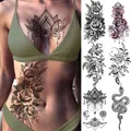 Autocollants de tatouage de transfert d'eau de bijoux de rose pourpre pour des femmes art de