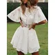 Robe d'été blanche évidée pour femme mini robes dos nu broderie florale robe de soirée en coton