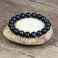 Bracelet perlé en obsidienne noire pour hommes et femmes 8-16mm pierre naturelle bijoux faits à