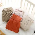 Drap de lit de couleur unie pour bébé en coton doux et extensible Double gaze pour nouveau-né