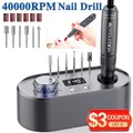 Ponceuse à ongles électrique 40000RPM avec Mode Pause faible Vibration professionnelle fraise de