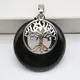 Pendentif arbre de vie en pierre d'obsidienne noire pour femme bijoux gemme cercle S305