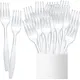 Fourchettes à usage unique 100 pièces couverts transparents clairs bâtonnets de barbecue pour