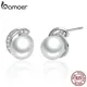 BAMOER-Boucles d'oreilles perle blanche en argent regardé 925 pour femme bijoux à la mode SCE021