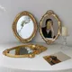Miroir de courtoisie avec cadre baroque bouclier doré miroirs décoratifs muraux plaque miroir de