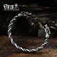 Beier-Bracelet Double Tête de Loup en Titane et Acier pour Homme Manchette Viking Ajustable Bijoux