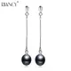 Boucles d'oreilles en perles noires d'eau douce naturelles pour femmes argent regardé 925 bijoux