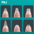 FILI-Capsule Américaine Gel X pour Extension d'Ongles Faux Cercueil Carré Givré Presse Courte sur