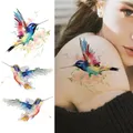 Autocollant de tatouage temporaire colibri d'interconnexion 3D pour femmes art corporel de mode