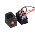 Connecteur d'entrée 10A 250VAC 3 broches IEC320 C14, prise de courant avec interrupteur à bascule de lampe rouge, porte-fusible 10A, connecteur mâle