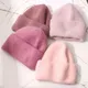 Bonnets en fourrure de lapin conventionnels pour femmes monochromatique chaud laine cachemire