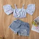 Ensemble d'été pour bébé fille tenue mignonne à volants imprimé floral court t-shirt en Y