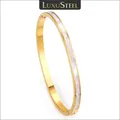 LUXUSTEEL-Bracelets Coquillage Blanc en Acier Inoxydable pour Femmes et Bol Bijoux Classiques