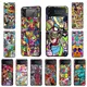 Coque de téléphone noire avec graffiti autocollant pour Samsung Galaxy Z Flip Flip3 5G couverture