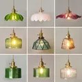 Lampes suspendues en verre minimalistes japonaises avec base en laiton chevet cuisine lampe de