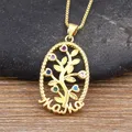 Nidin – collier en Zircon avec pendentif en strass incrustation en forme d'arbre lettre Mama