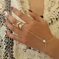 Bracelet en or avec grosse bague en cristal pour femmes chaîne de poignet bijoux à la mode