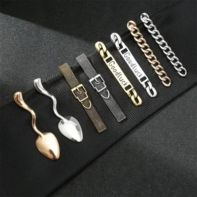 Fashion Metal Men Tie Clip Luxury GoldHand Watch Chain Stainless Steel Jewelry Creative Gifts