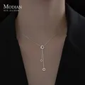 Modian – collier en argent Sterling 925 véritable pour femmes chaîne ronde en Zircon transparent