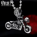 Beier – pendentif punk en acier inoxydable 316L collier avec crâne de moto pour homme bijoux à la
