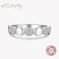 Ailmay-Bague ronde en argent regardé 925 véritable pour femme bijoux fantaisie absorbe ouissant